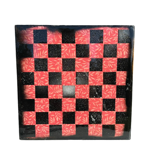 Red Sprinkled Chrome - Resin Coated Chess Board