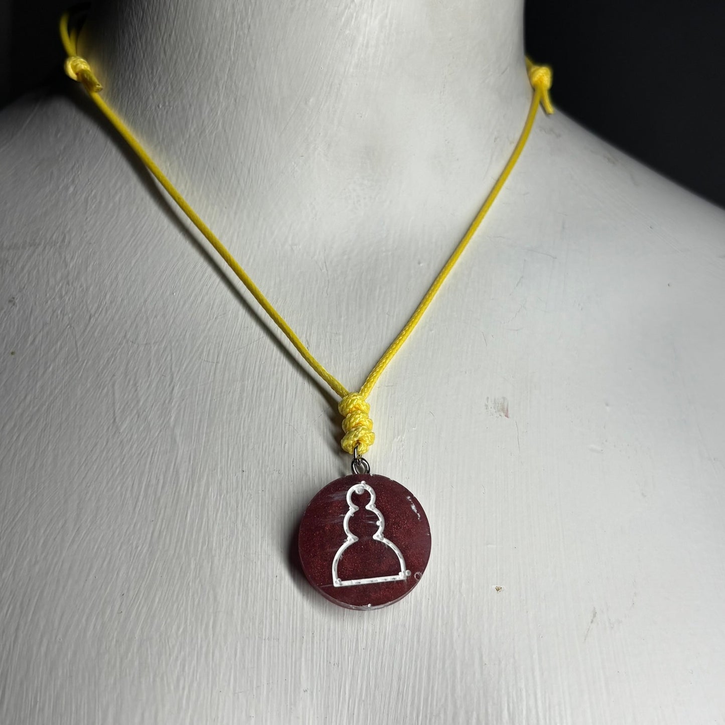 Violet Red Pawn - Handmade Resin Chess Necklace