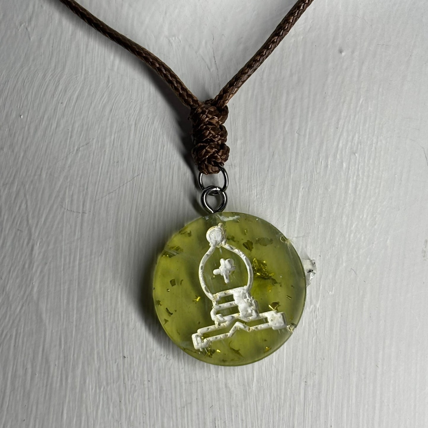 Green Lime Bishop - Handmade Resin Chess Necklace