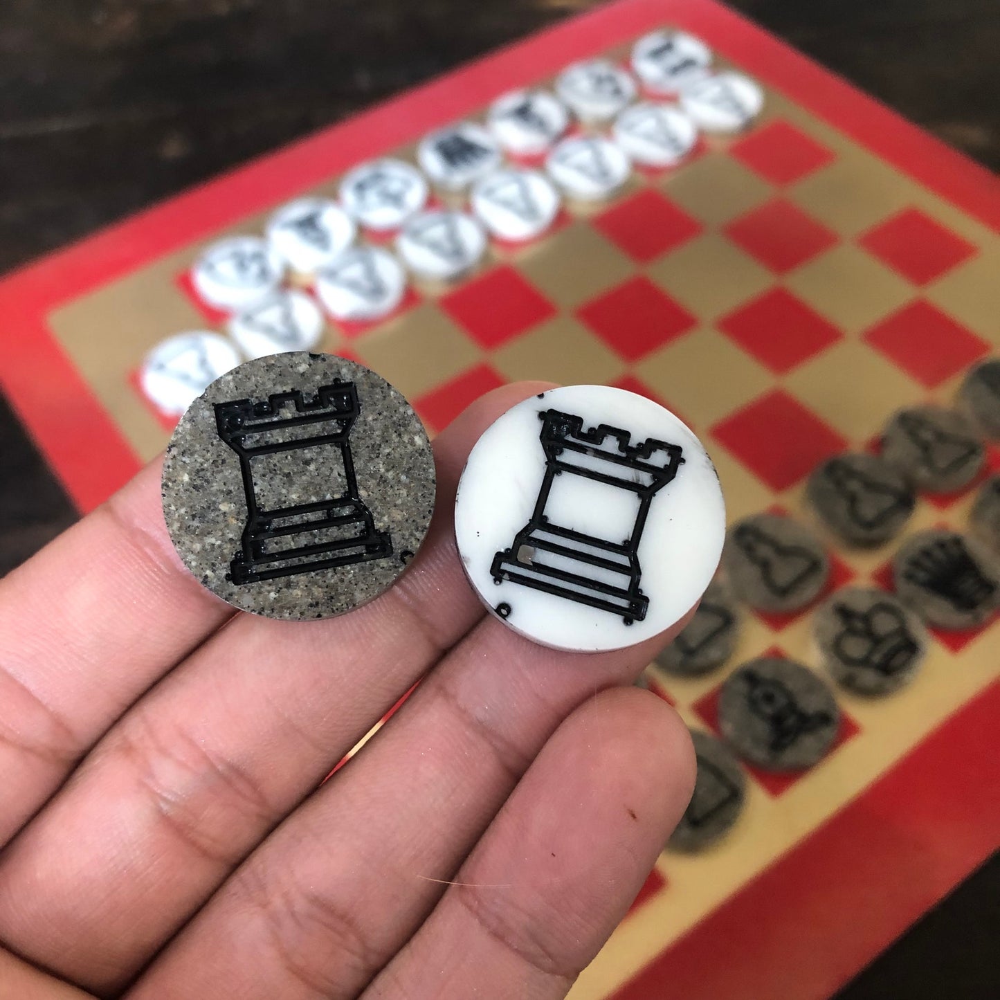 Supreme Golden Red- Painted Chess Set