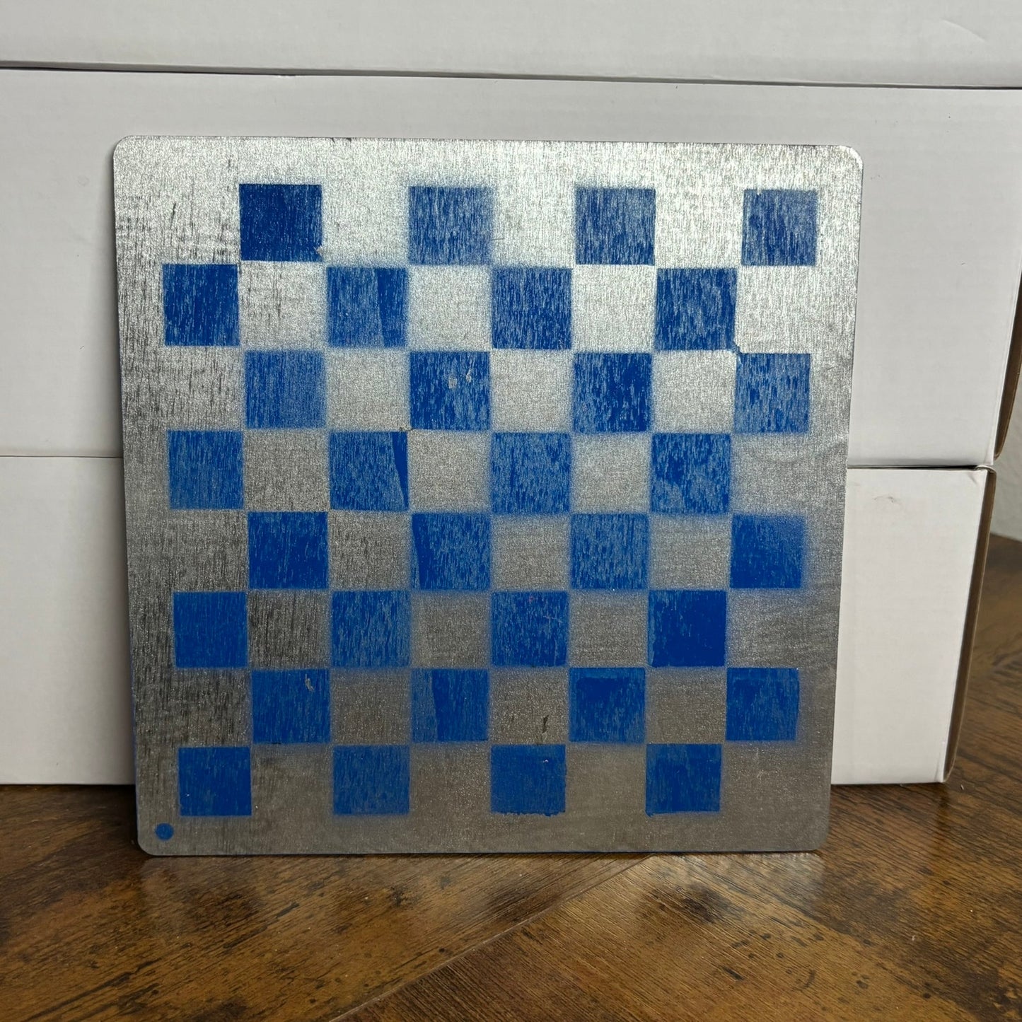 Chrome Blue - Painted Thin Wooden Chess Board