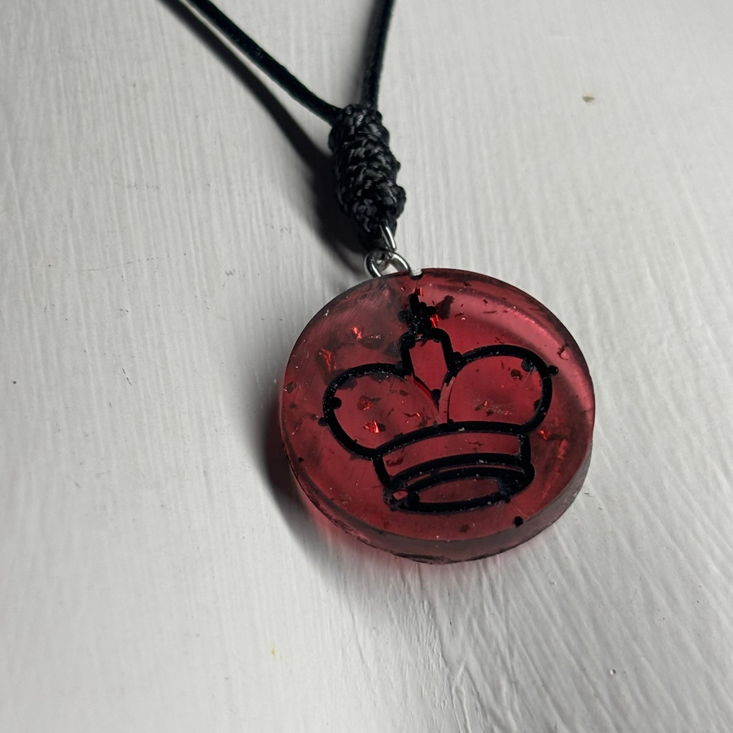 Dark Void Red King - Handmade Resin Chess Necklace