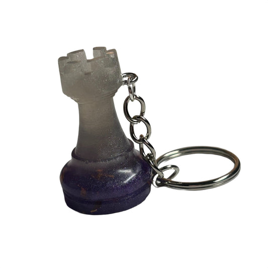 Crystal Purple Rook - Handmade Resin Keychain