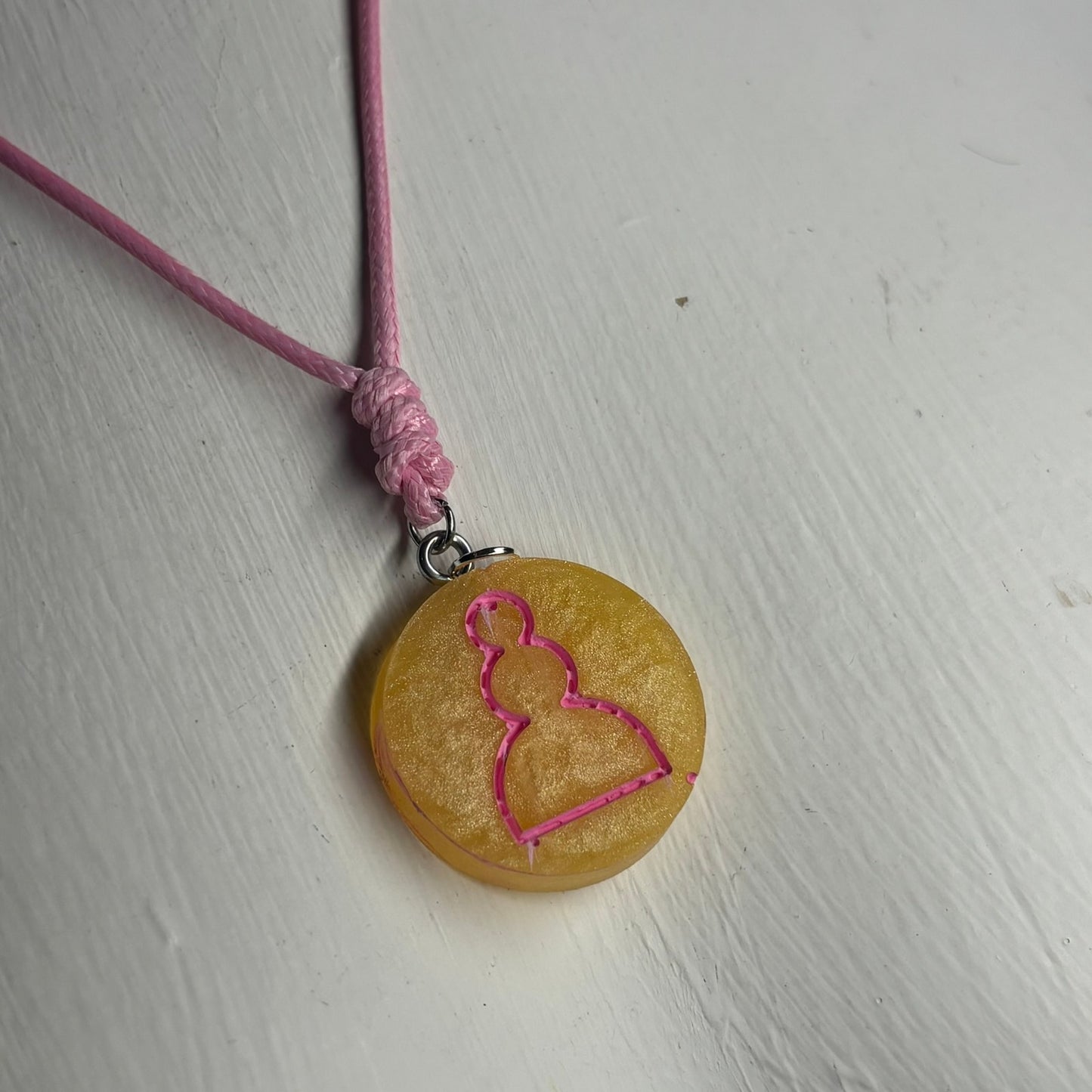 Yellow Pink Pawn - Handmade Resin Chess Necklace