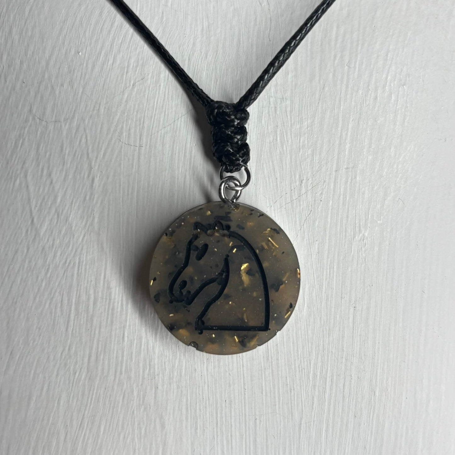 Dark Luxury Knight - Handmade Resin Chess Necklace