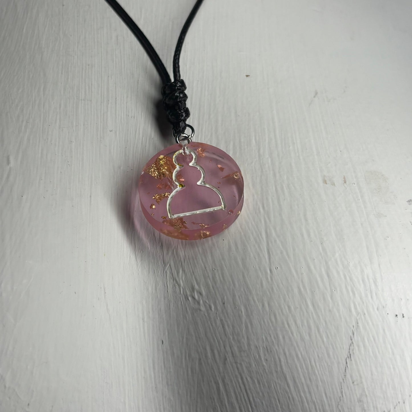 Crystal Pink Pawn - Handmade Resin Chess Necklace
