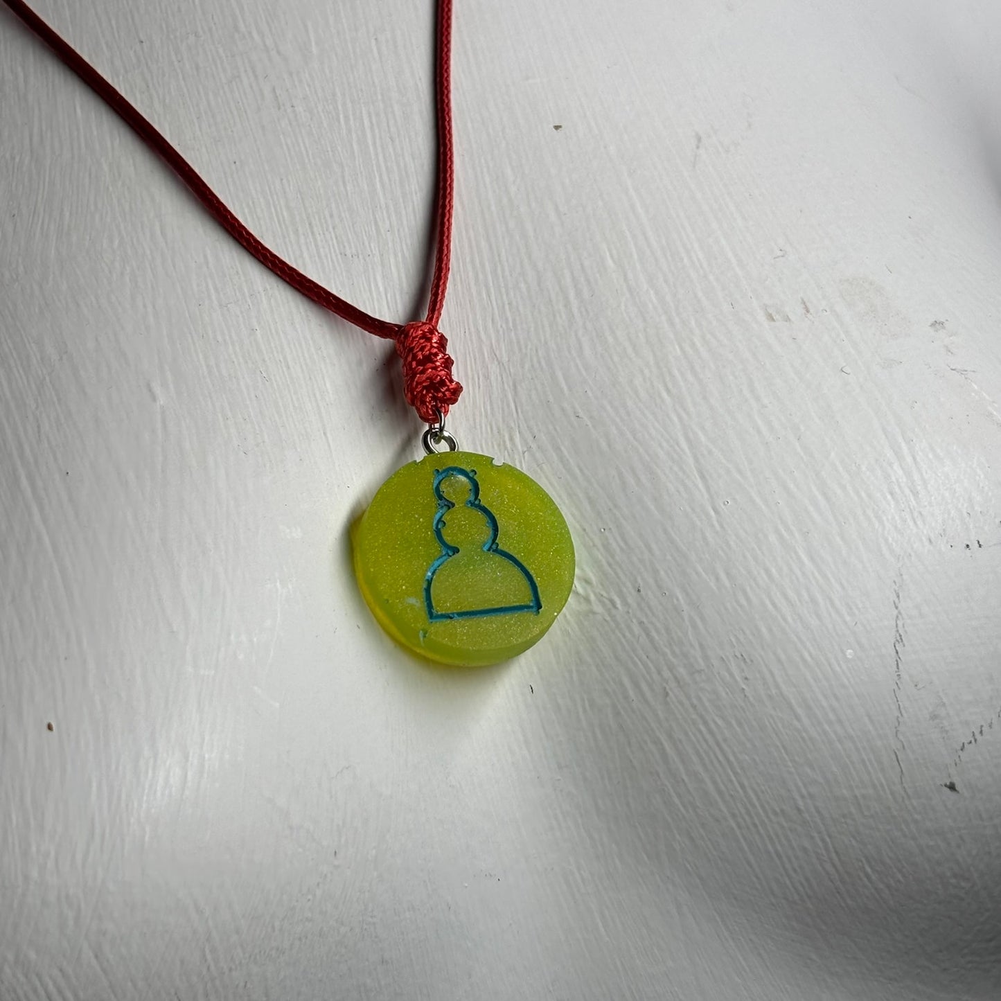 Lime Pawn - Handmade Resin Chess Necklace