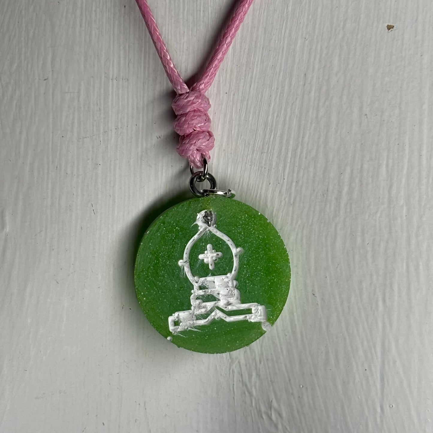 Green Bishop - Handmade Resin Chess Necklace