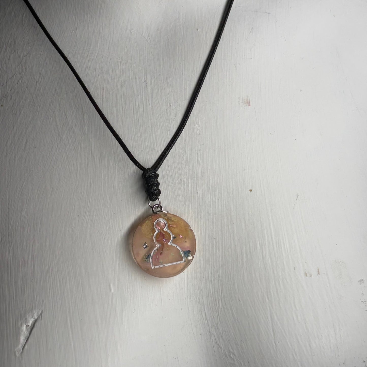 Cream Yellow Pawn - Handmade Resin Chess Necklace