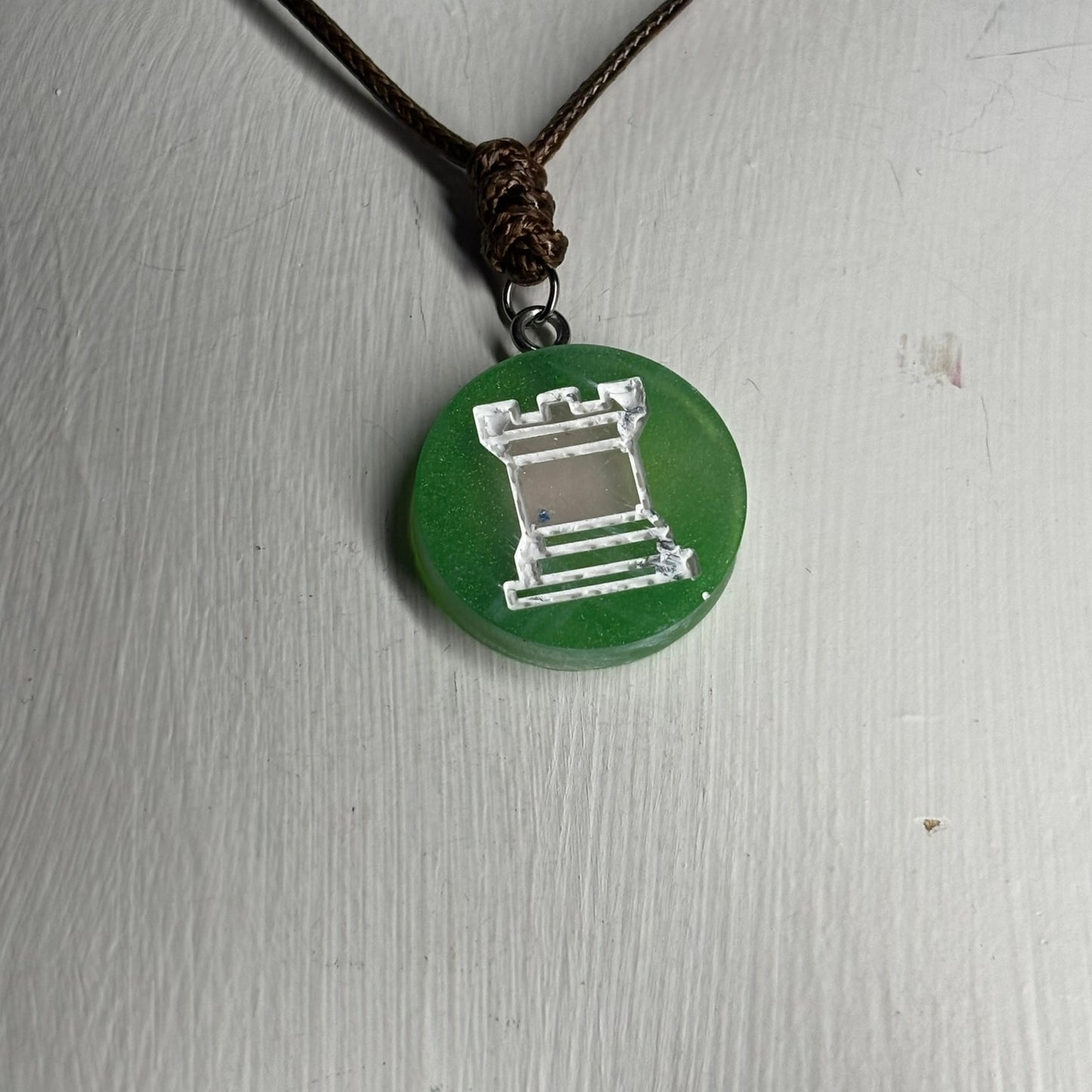 Green Rook - Handmade Resin Chess Necklace