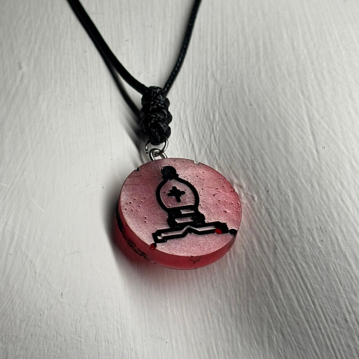 Rich Red Bishop - Handmade Resin Chess Necklace