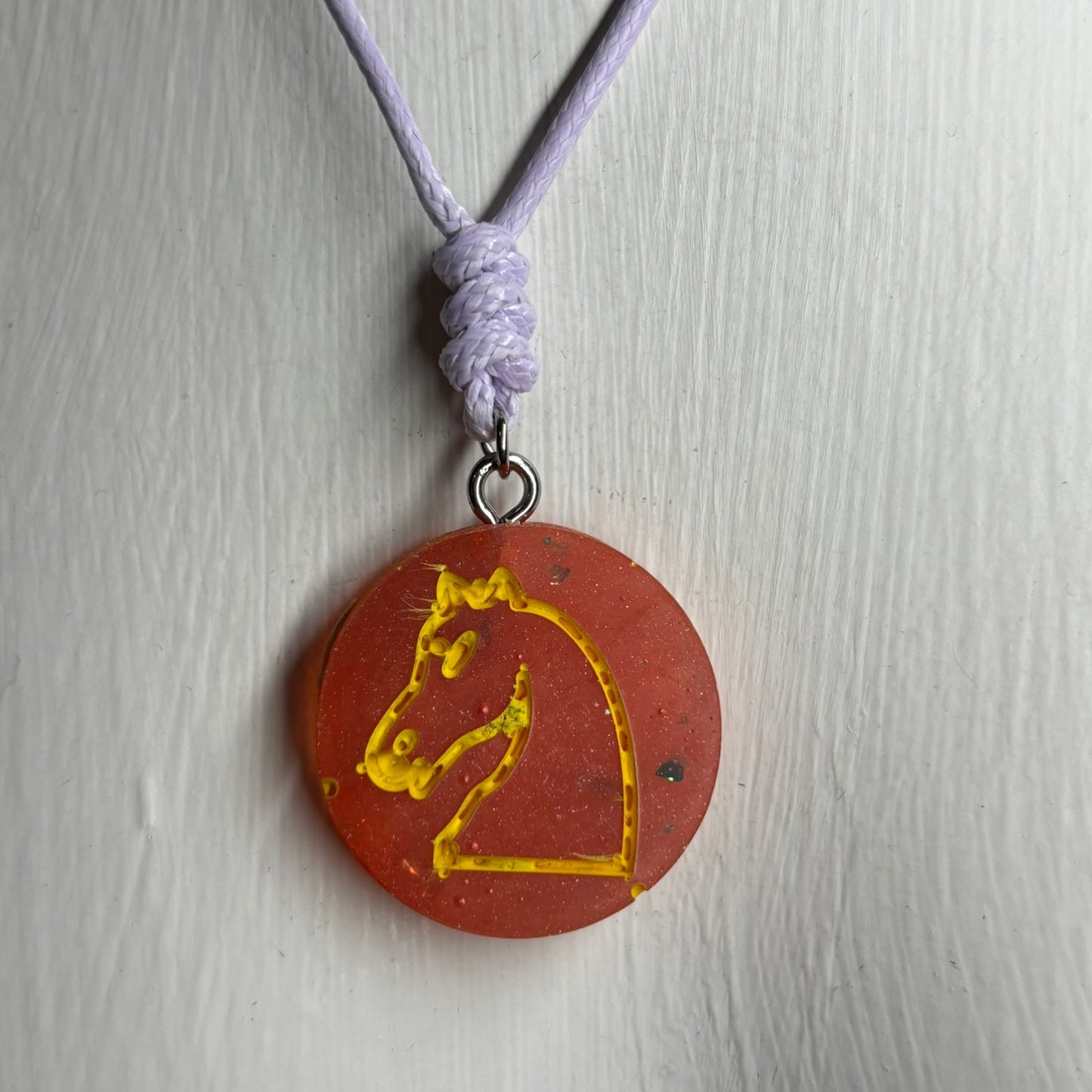 Red/Purple Knight - Handmade Resin Chess Necklace