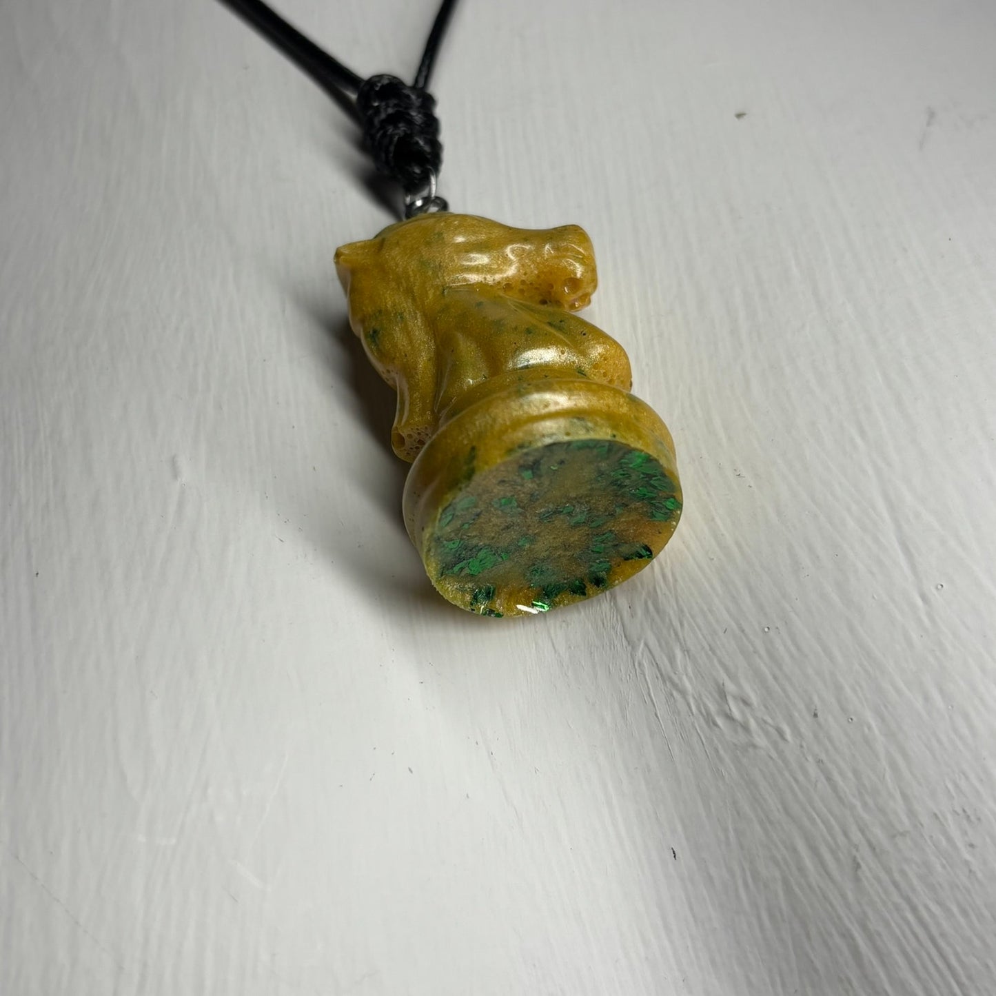 Yellow Crystal Knight - Handmade Resin Chess Necklace