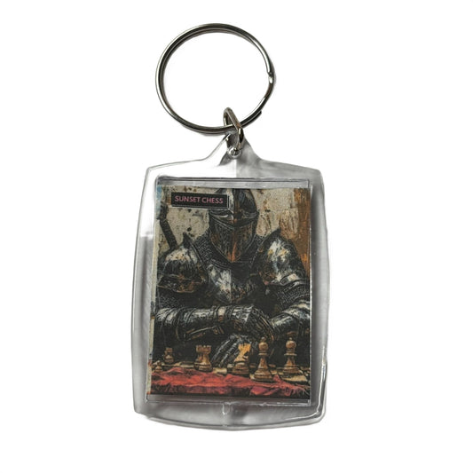 Silver Knight - Chess  Photo Keychain