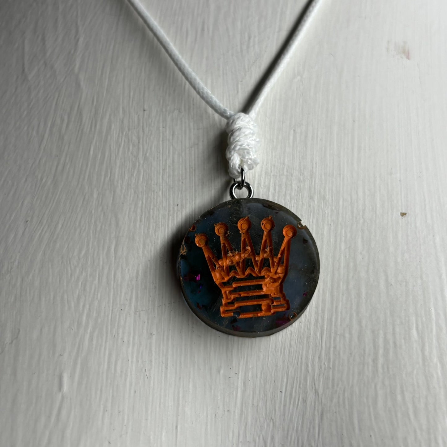 Classic Orange King - Handmade Resin Chess Necklace
