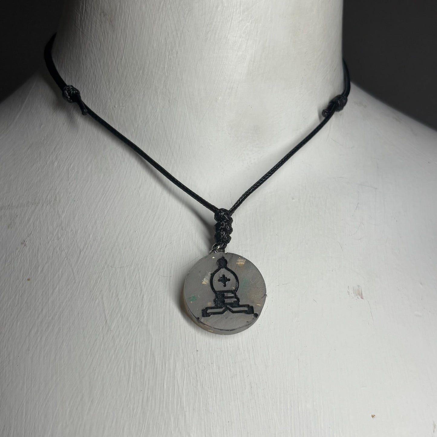 Silver Bishop - Handmade Resin Chess Necklace
