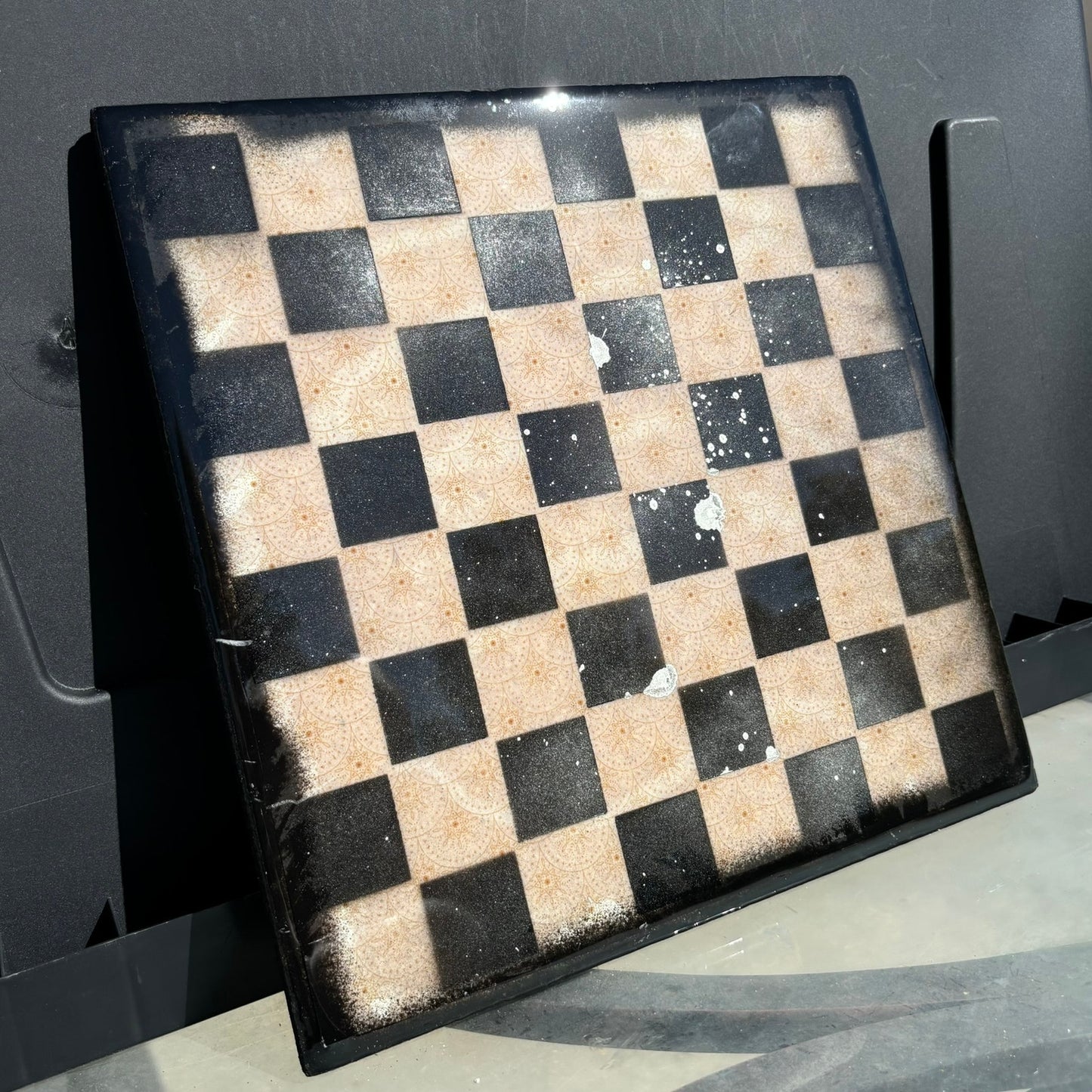 Cream Pattern - Resin Coated Chess Board