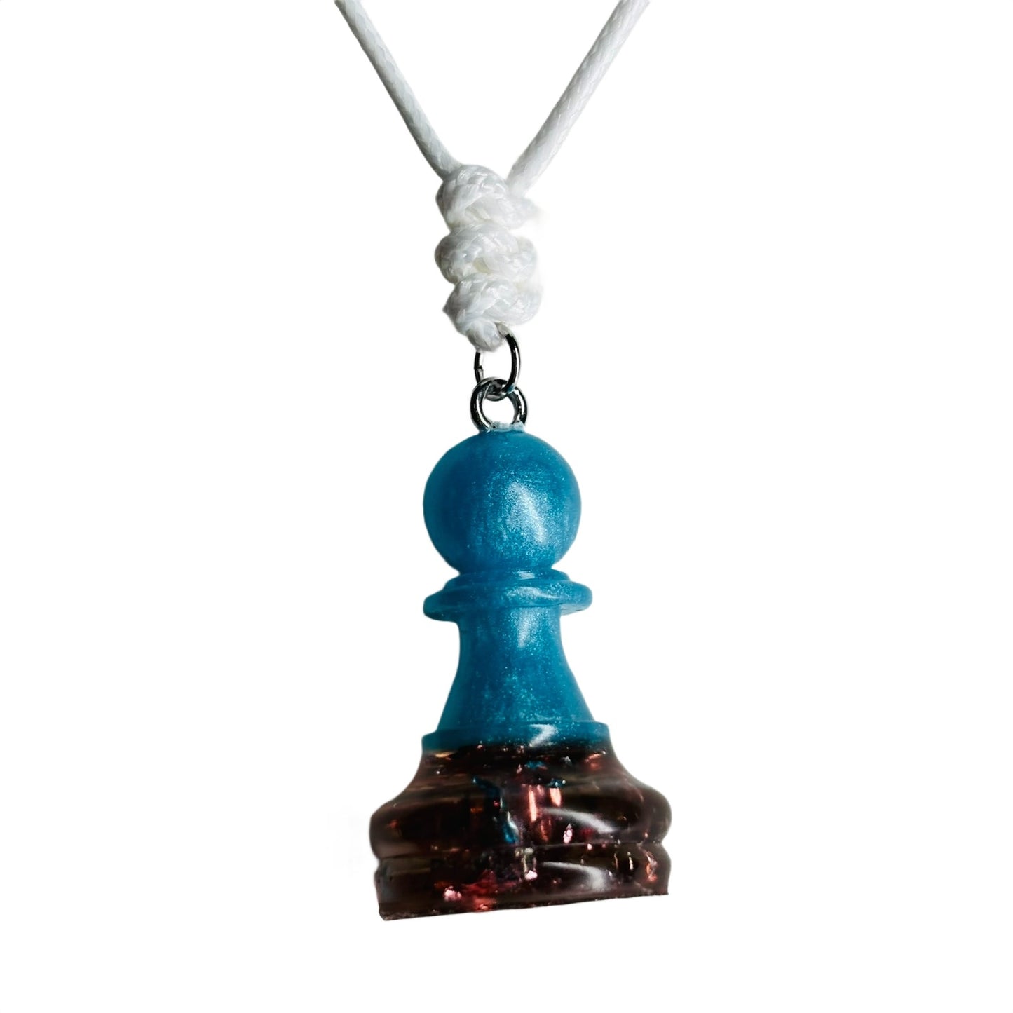 Blue Royal Pawn - Handmade Resin Chess Necklace