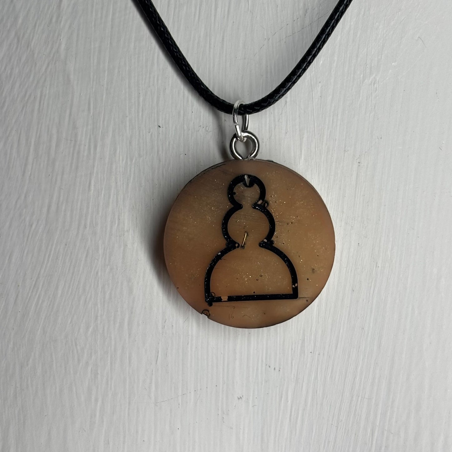 Rust Pawn - Handmade Resin Chess Necklace