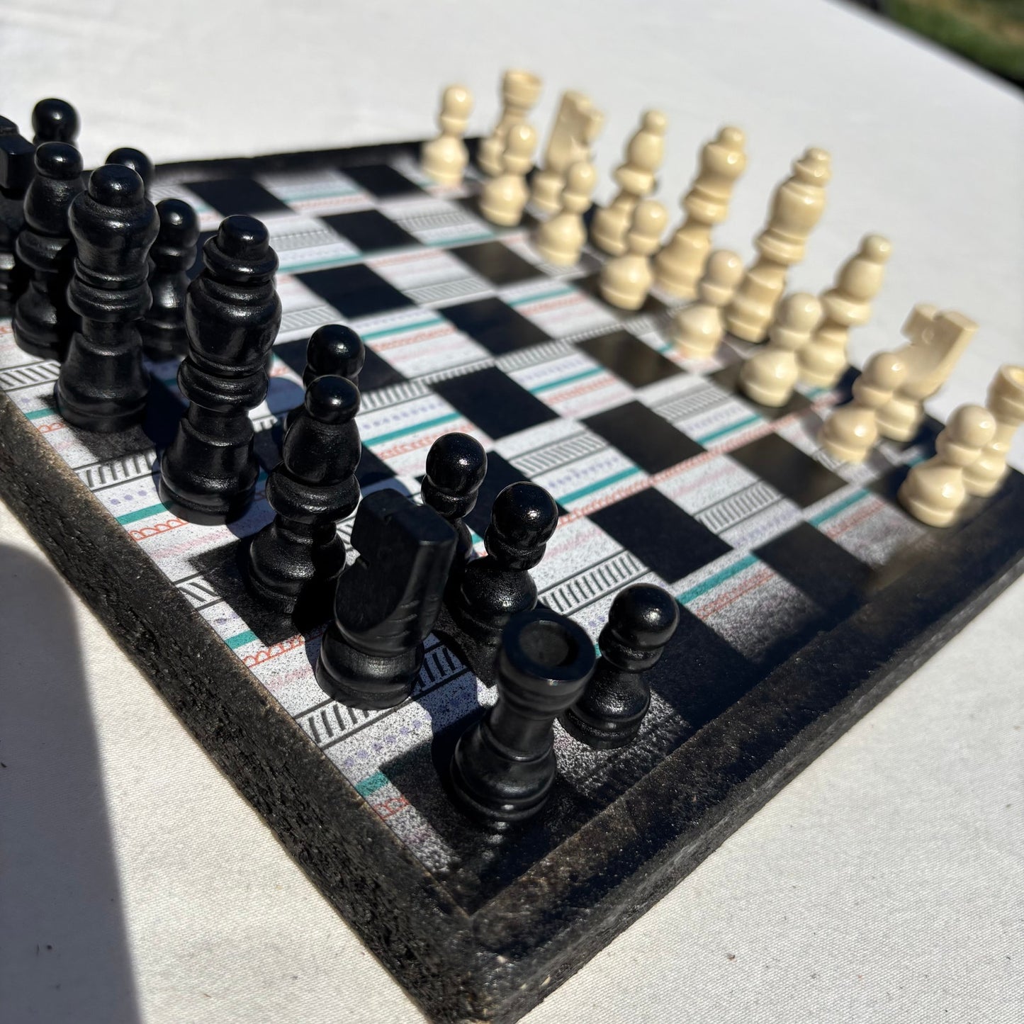 Vintage Lined Pattern - Scrapbook Chess Set