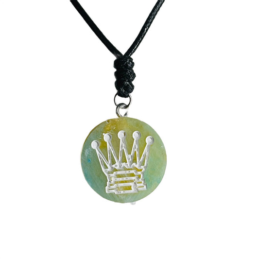 Tropics Green Queen - Handmade Resin Chess Necklace