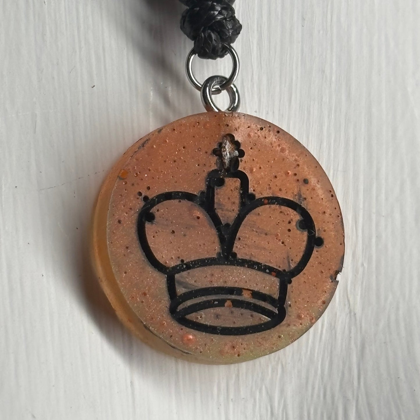 Spotted Orange King - Handmade Resin Chess Necklace