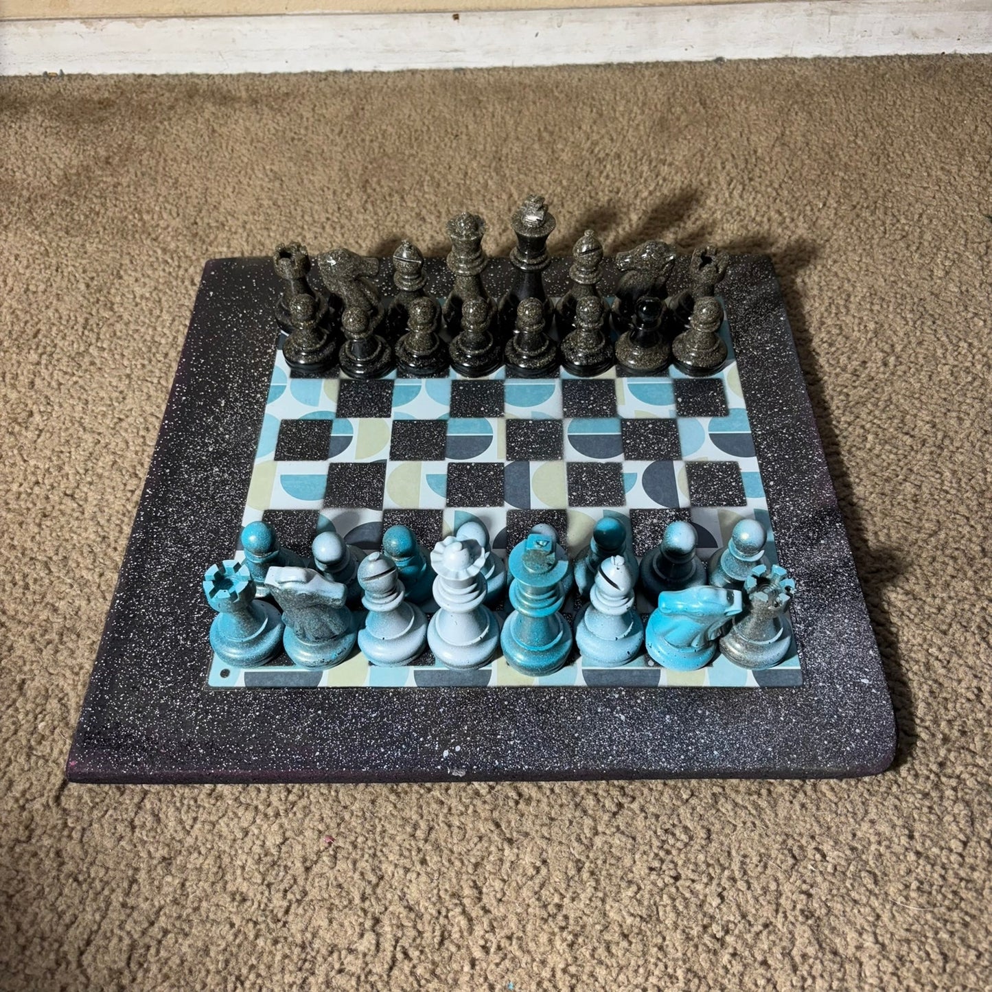 Vintage Blue - Large Deluxe Chess Set
