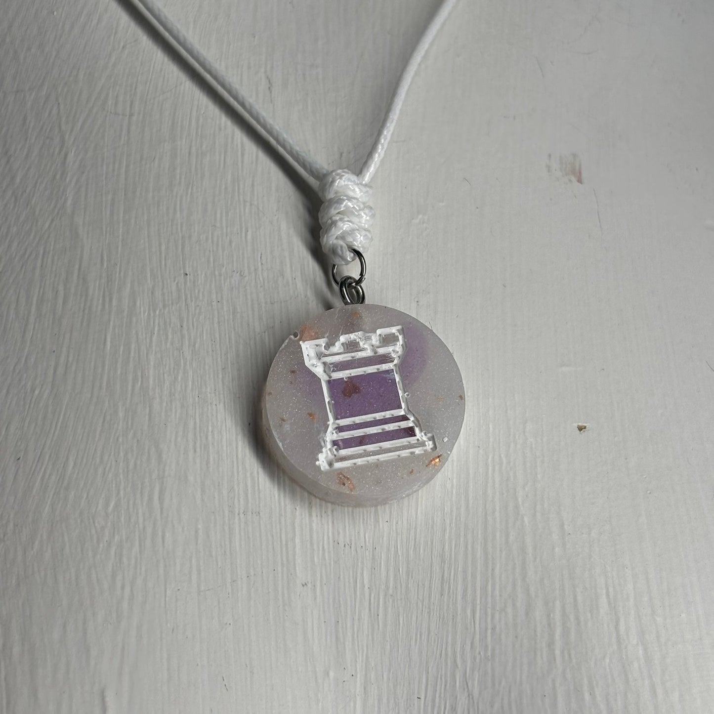 Crystal Rook - Handmade Resin Chess Necklace