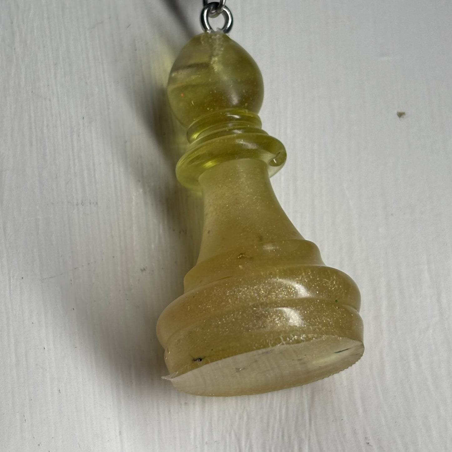 Yellow Bishop - Handmade Resin Chess Necklace