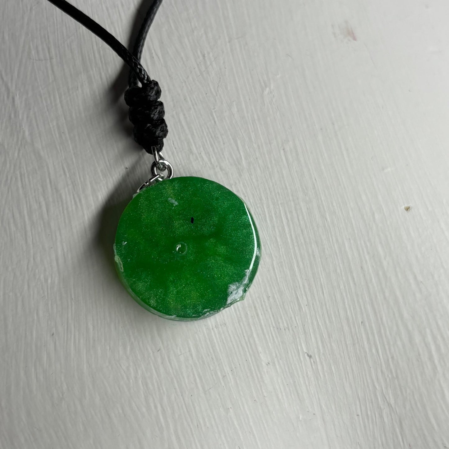 Cosmic Green Queen - Handmade Resin Chess Necklace