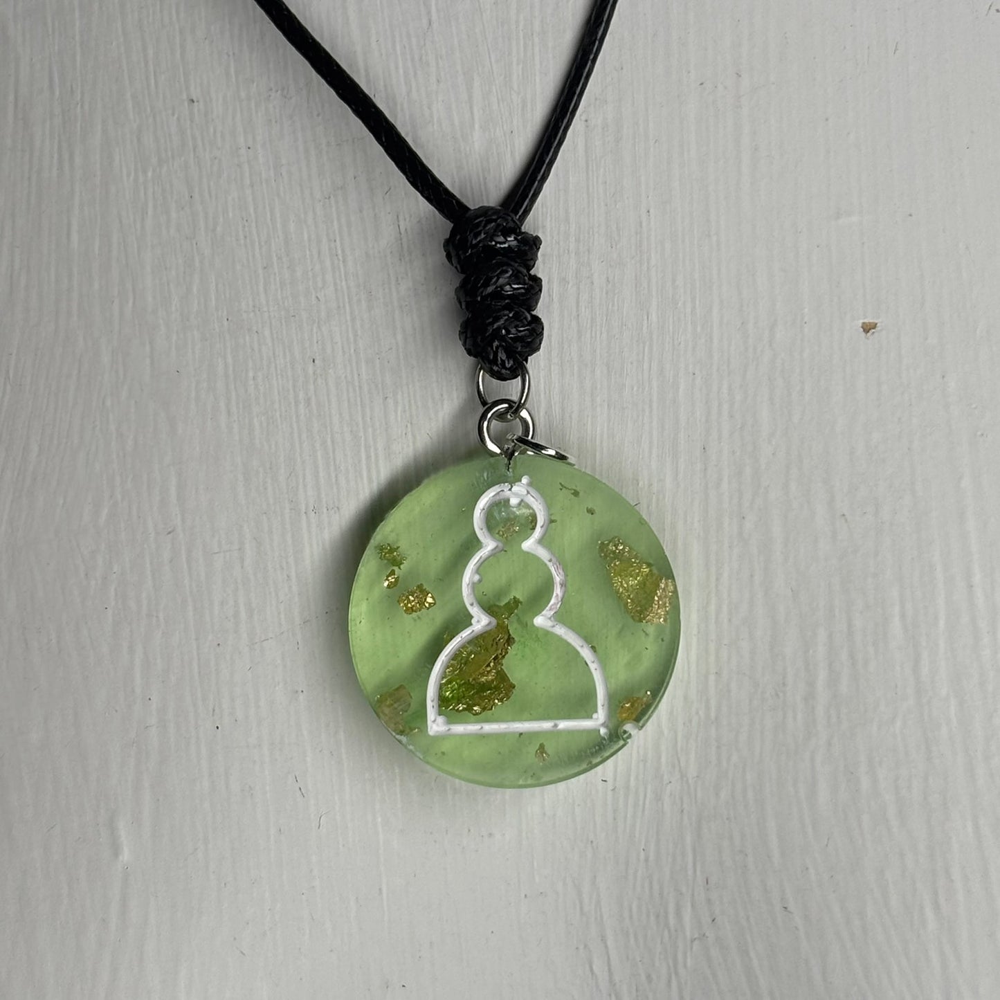 Lime Green Pawn - Handmade Resin Chess Necklace