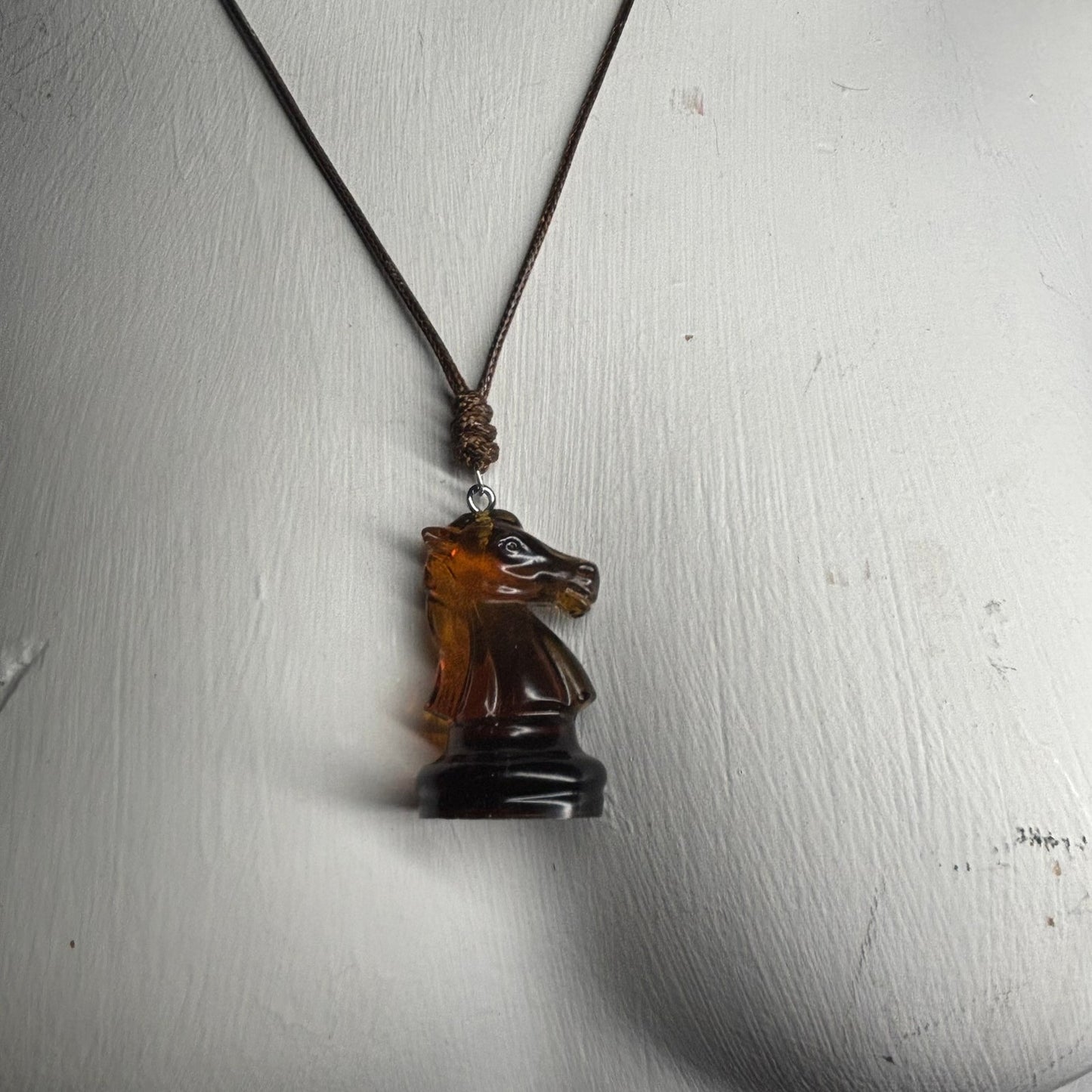 Vintage Knight - Handmade Resin Chess Necklace