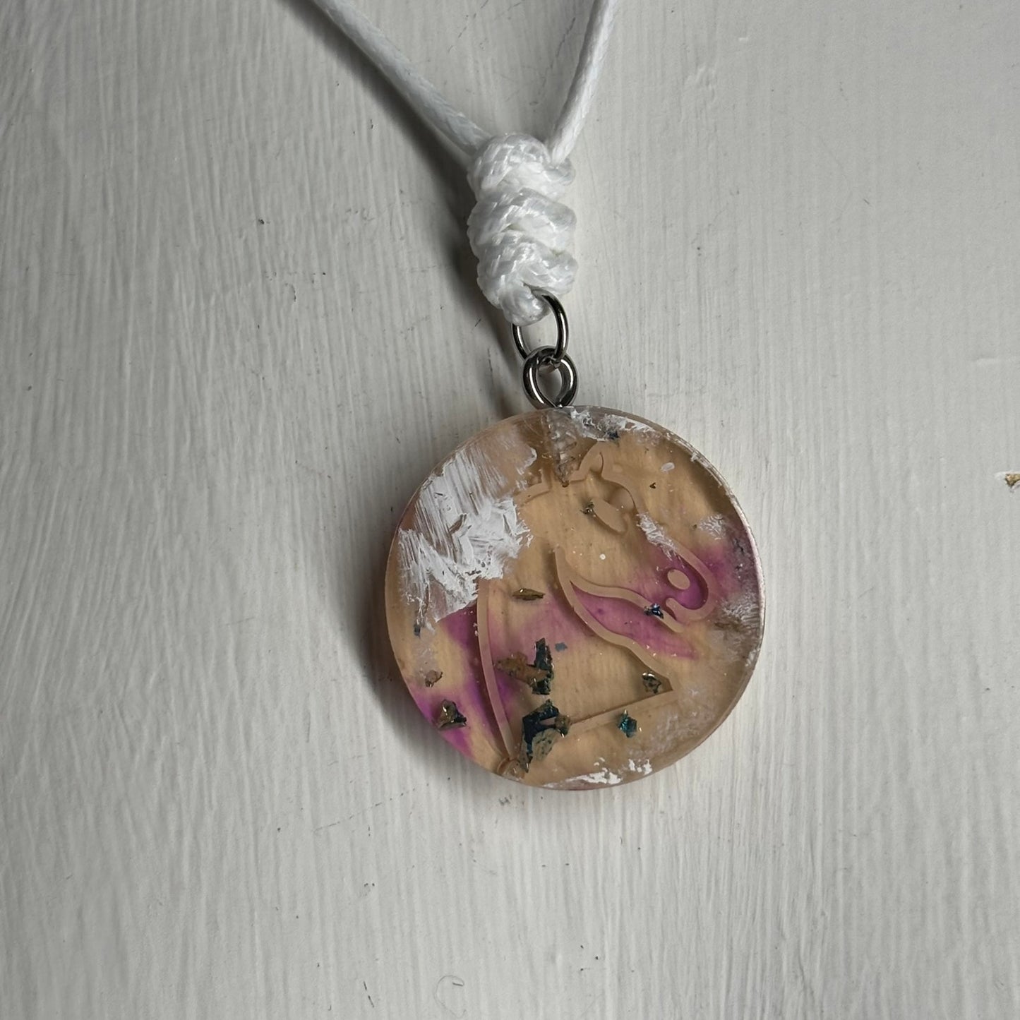 Champagne Yellow Knight - Handmade Resin Chess Necklace