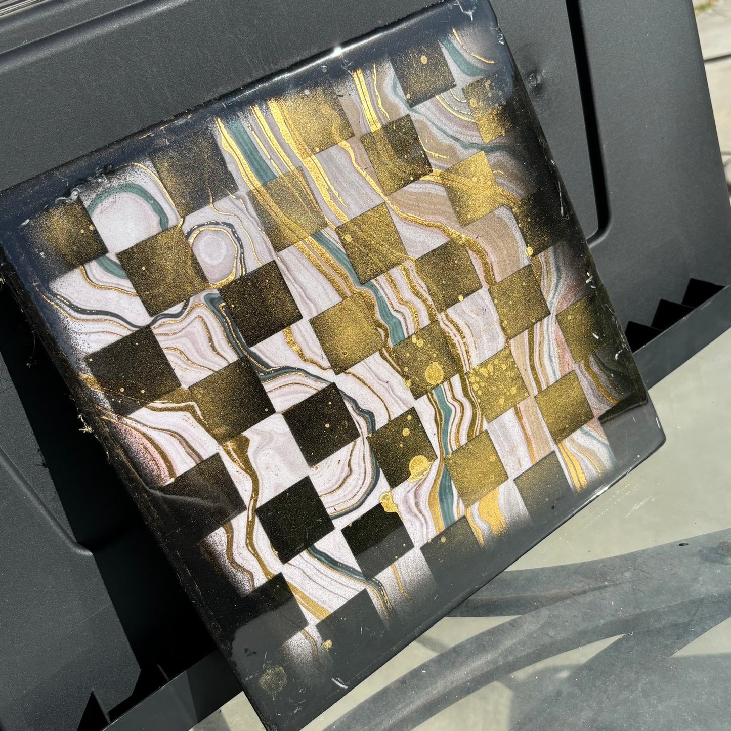 Marble Style Swirl - Resin Coated Chess Board
