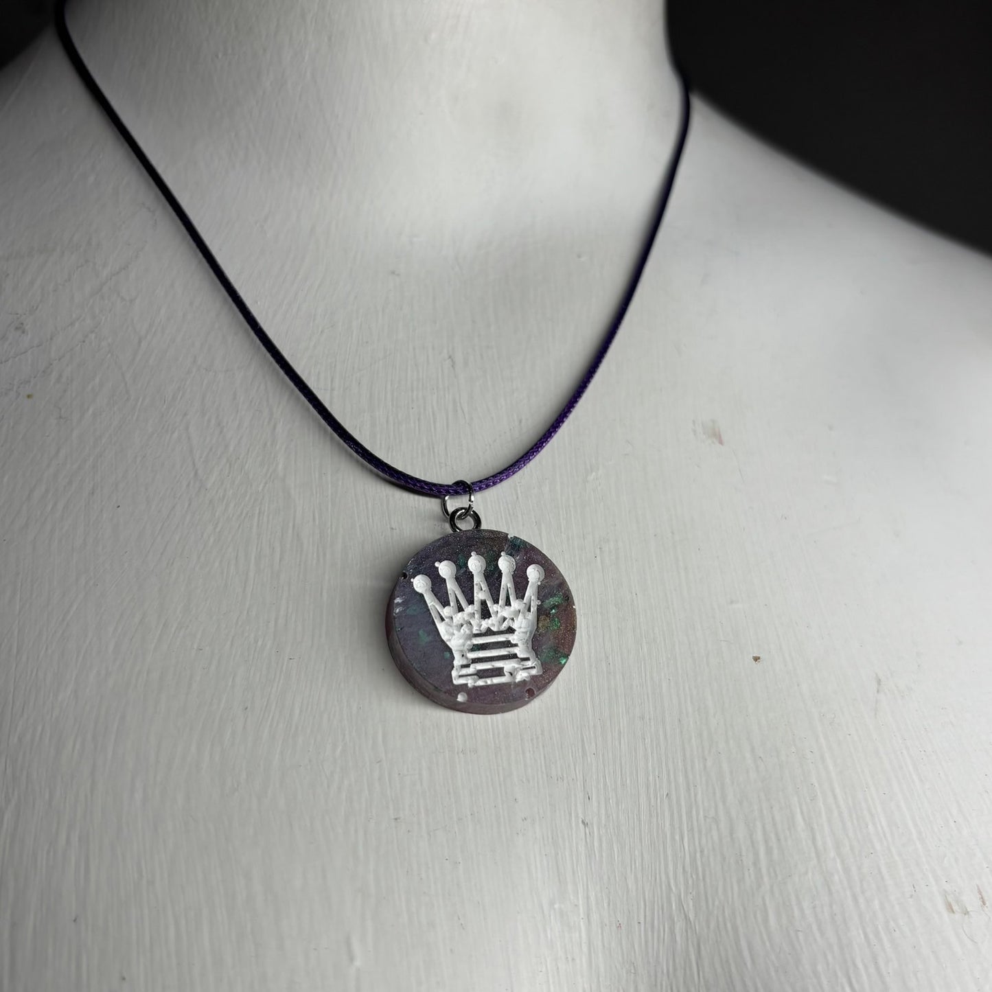 Purple Haze Queen - Handmade Resin Chess Necklace
