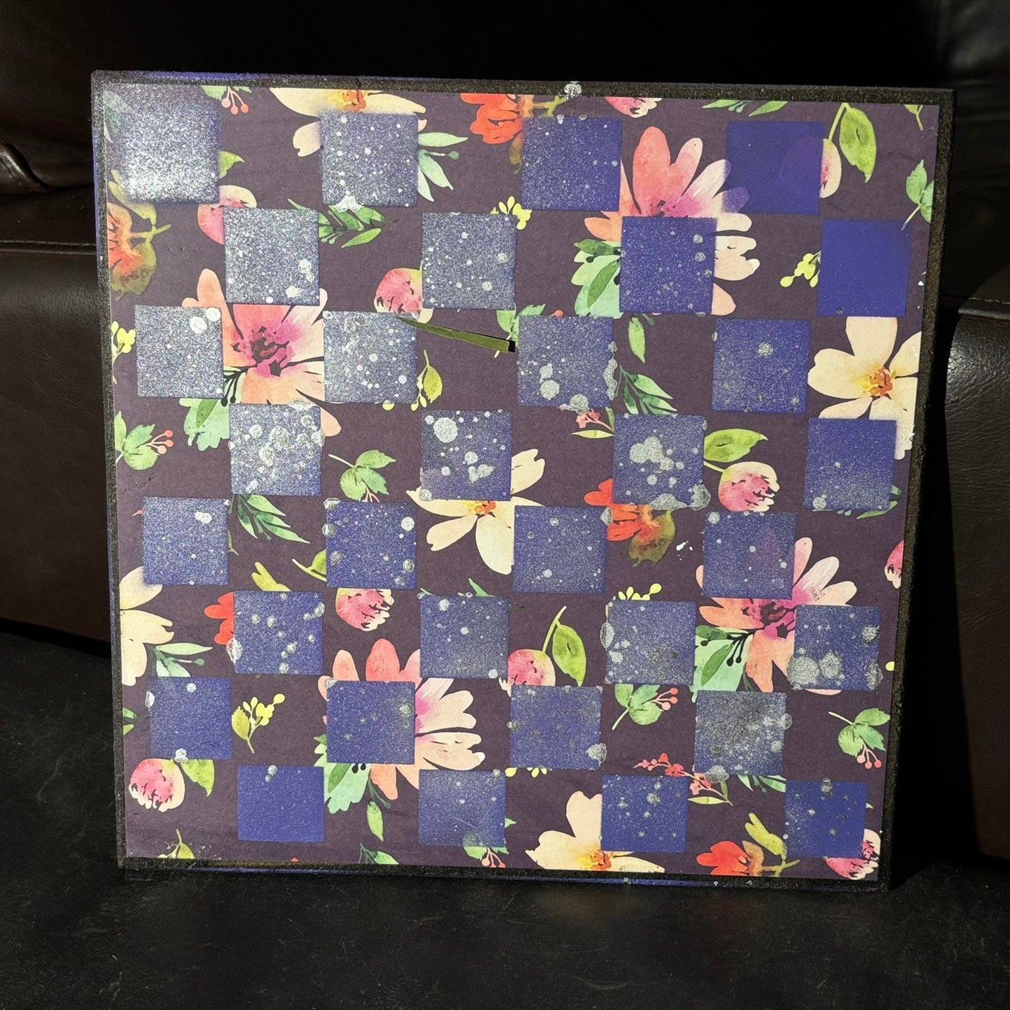 Purple Flush Flowers - Scrapbook Chess Board