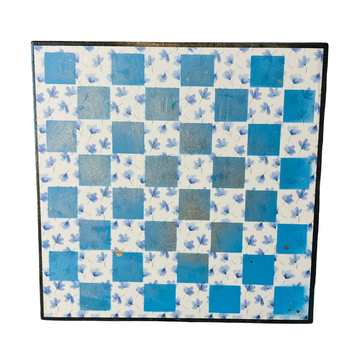 Blue Flowers - Scrapbook Chess Board
