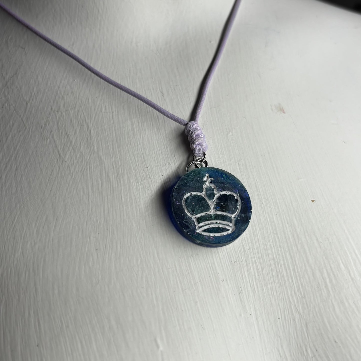 Blue King - Handmade Resin Chess Necklace