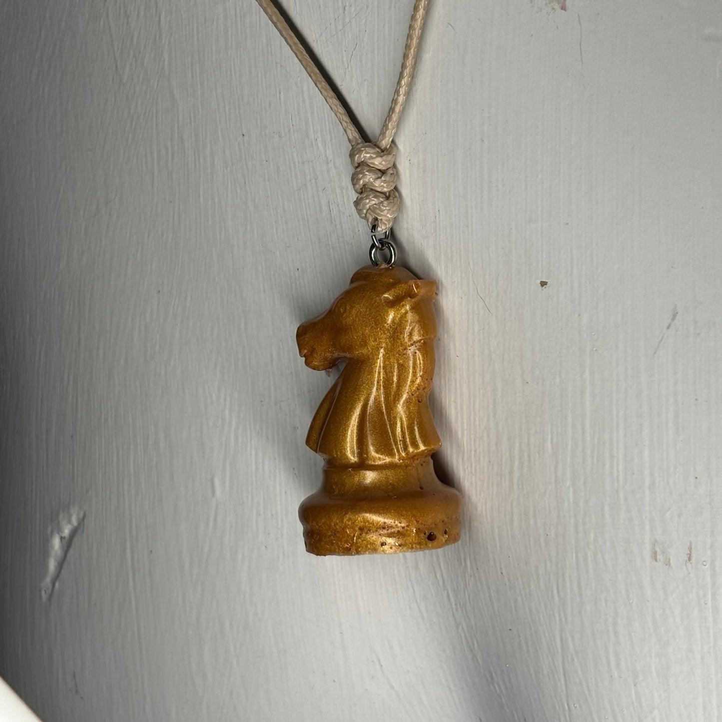 Golden Knight - Handmade Resin Chess Necklace