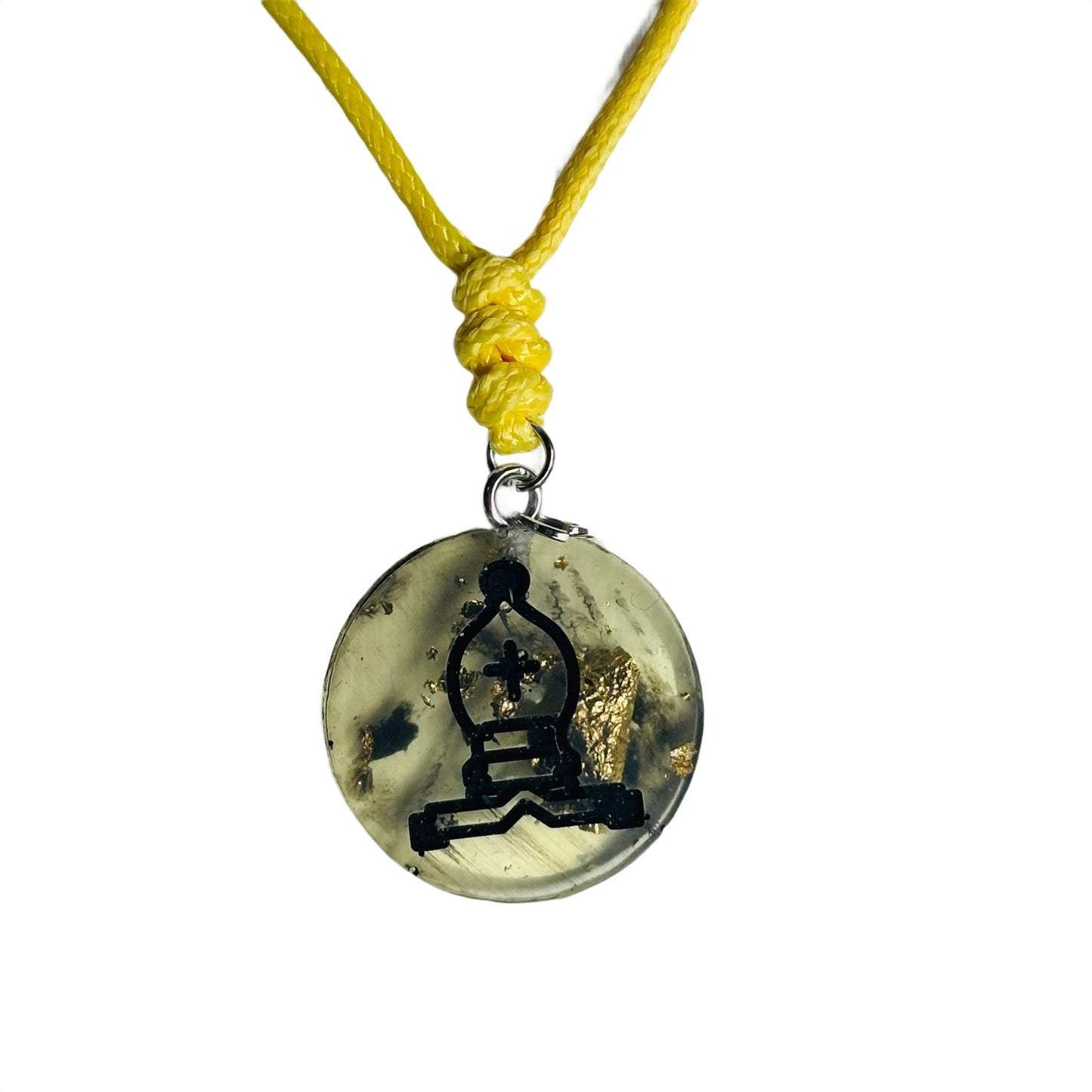 Light Yellow Bishop - Handmade Resin Chess Necklace
