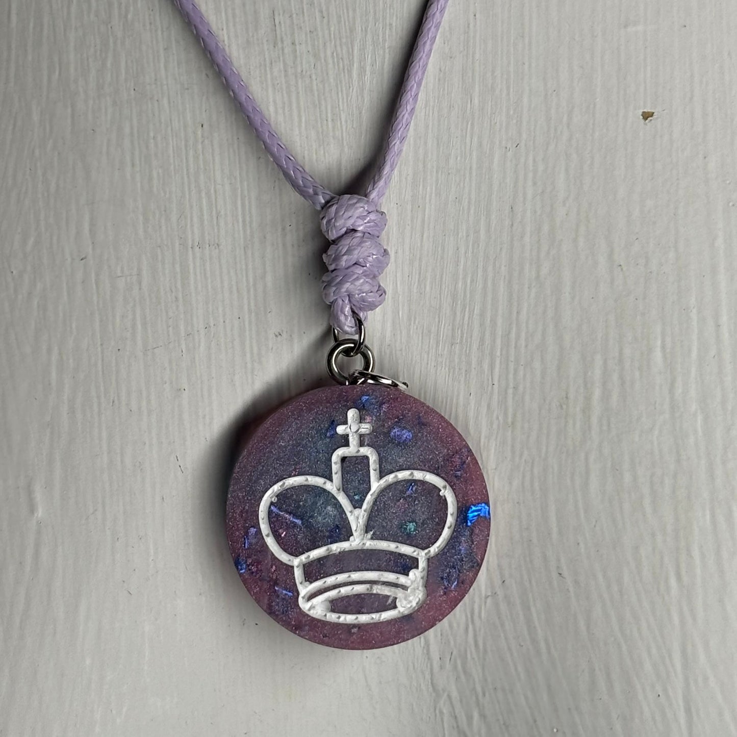 Purple Space King - Handmade Resin Chess Necklace