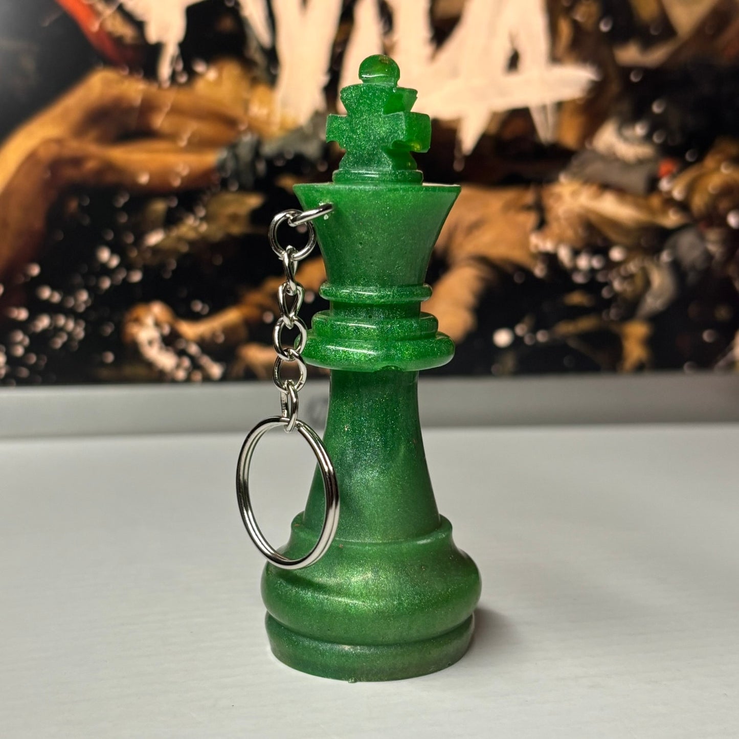 Solid Green King - Handmade Resin Keychain - Large Edition