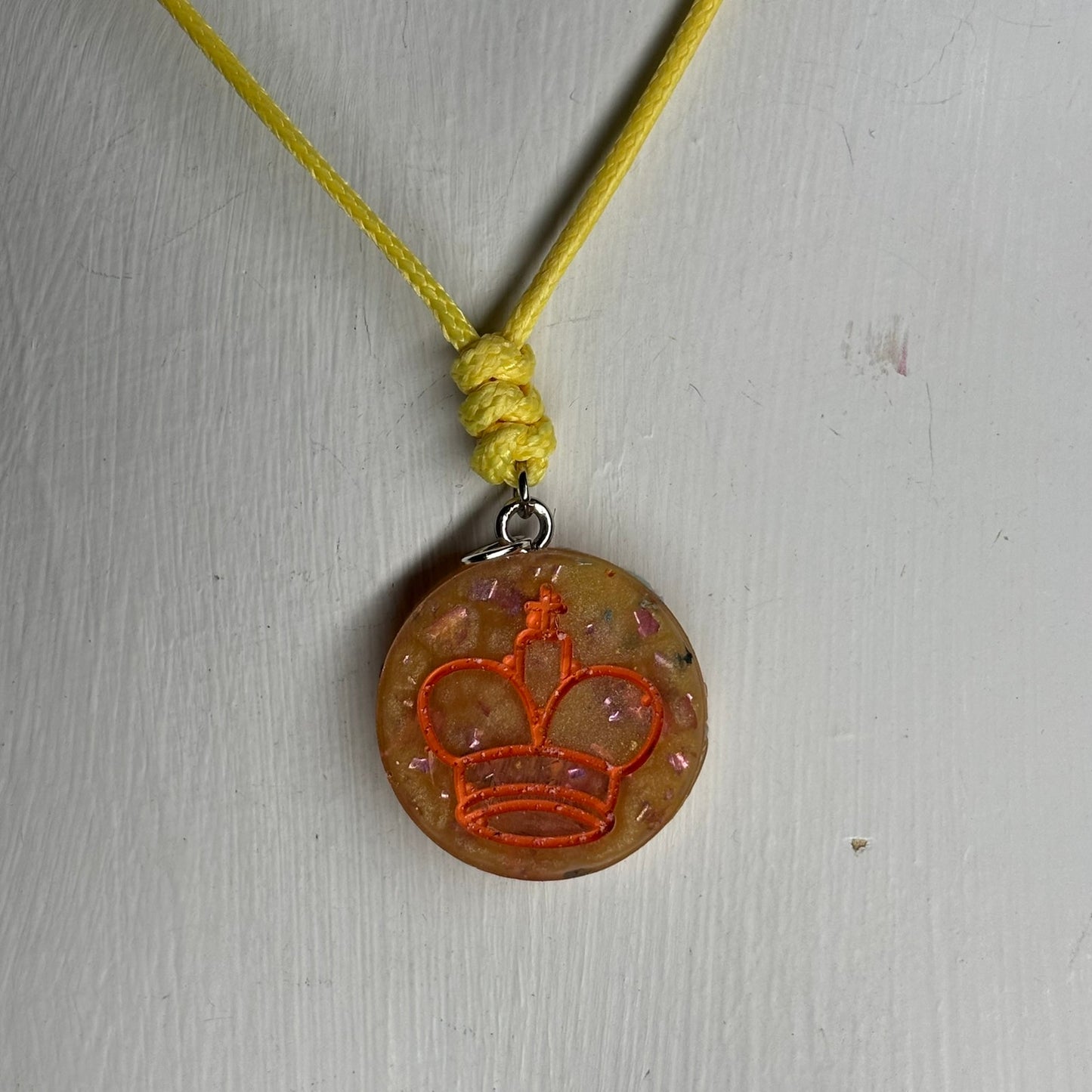 Sunset Orange King - Handmade Resin Chess Necklace