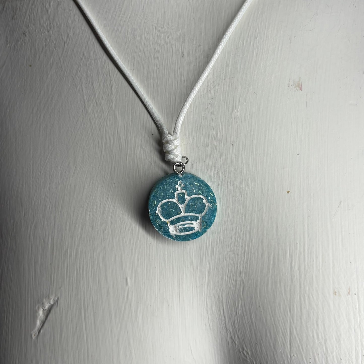 Blue Crystal King - Handmade Resin Chess Necklace
