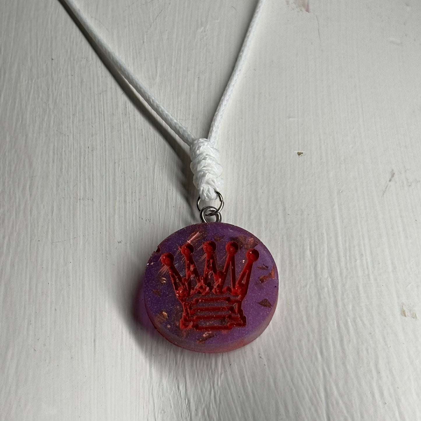 Royalty Purple Red Queen - Handmade Resin Chess Necklace