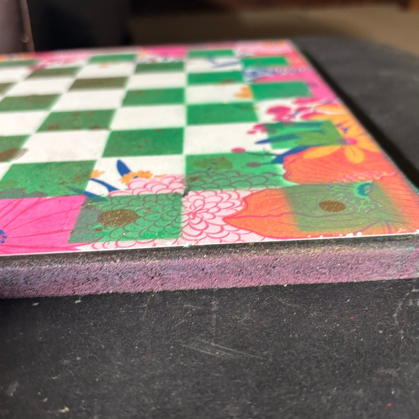 Vibrant Pink & Green - Scrapbook Chess Set