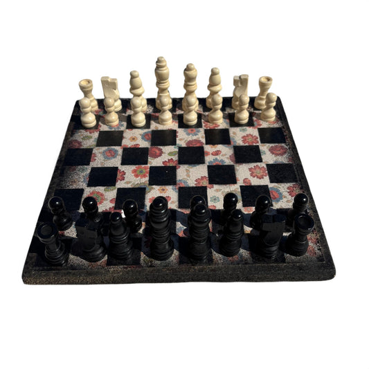 Vintage Flowers - Scrapbook Chess Set
