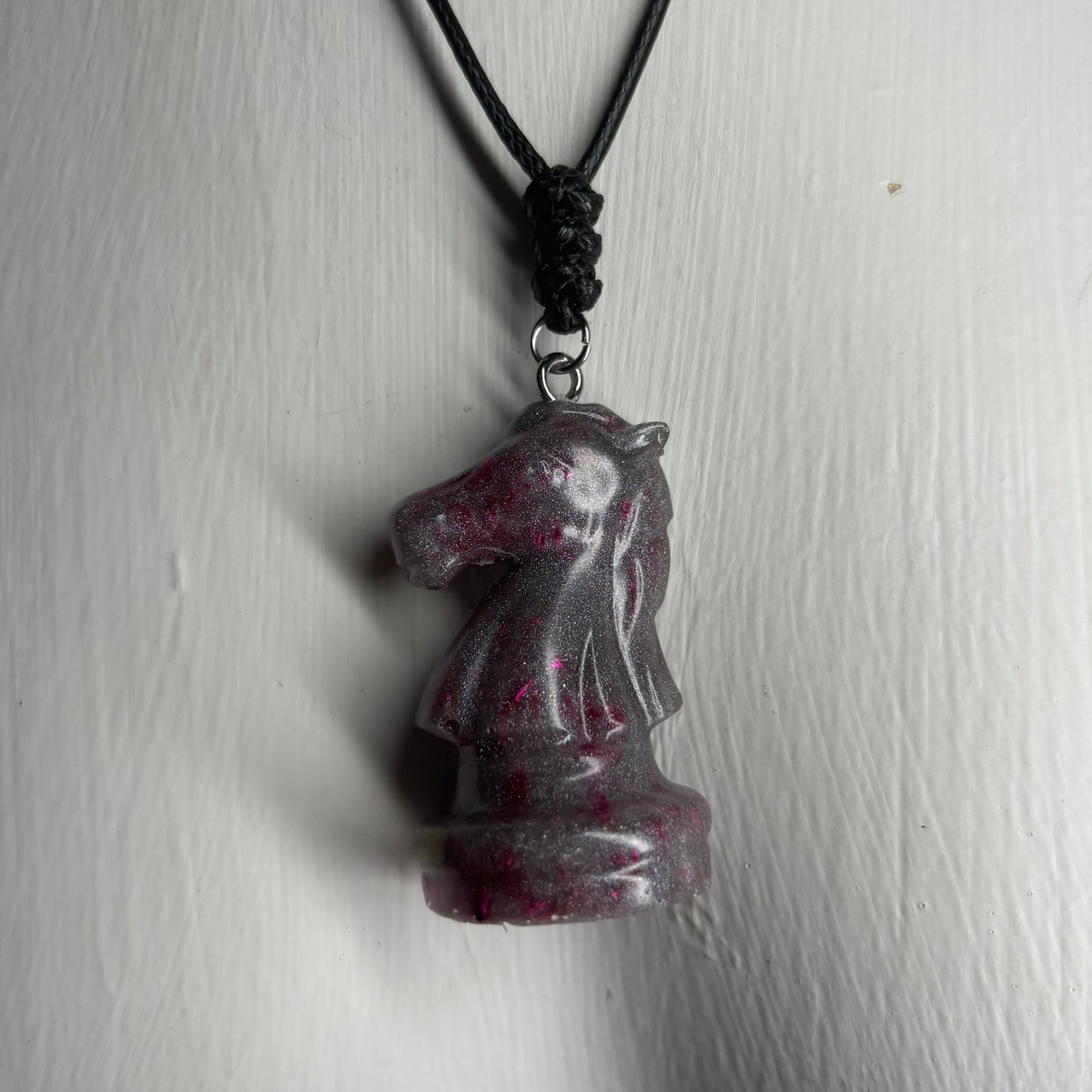 Midnight Purple Knight - Handmade Resin Chess Necklace