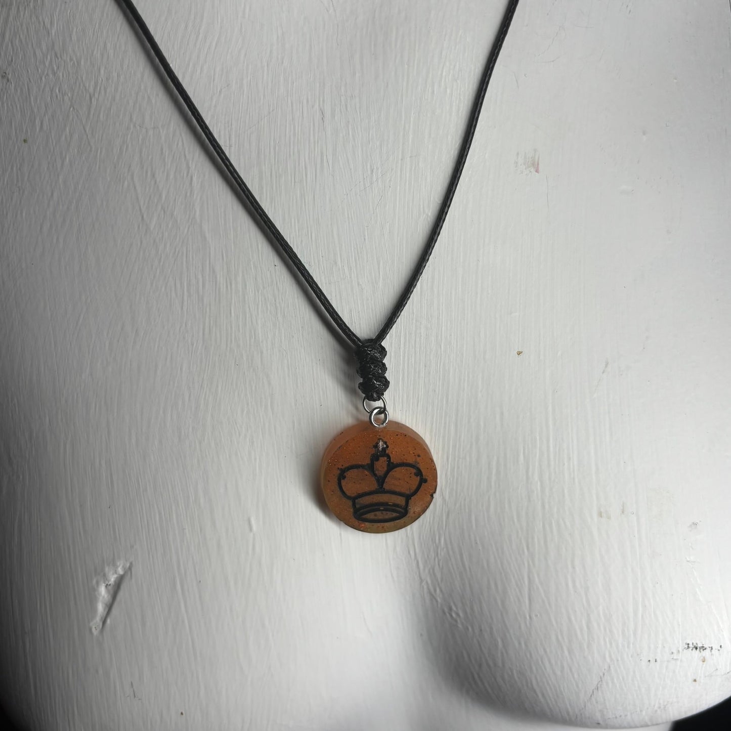 Spotted Orange King - Handmade Resin Chess Necklace