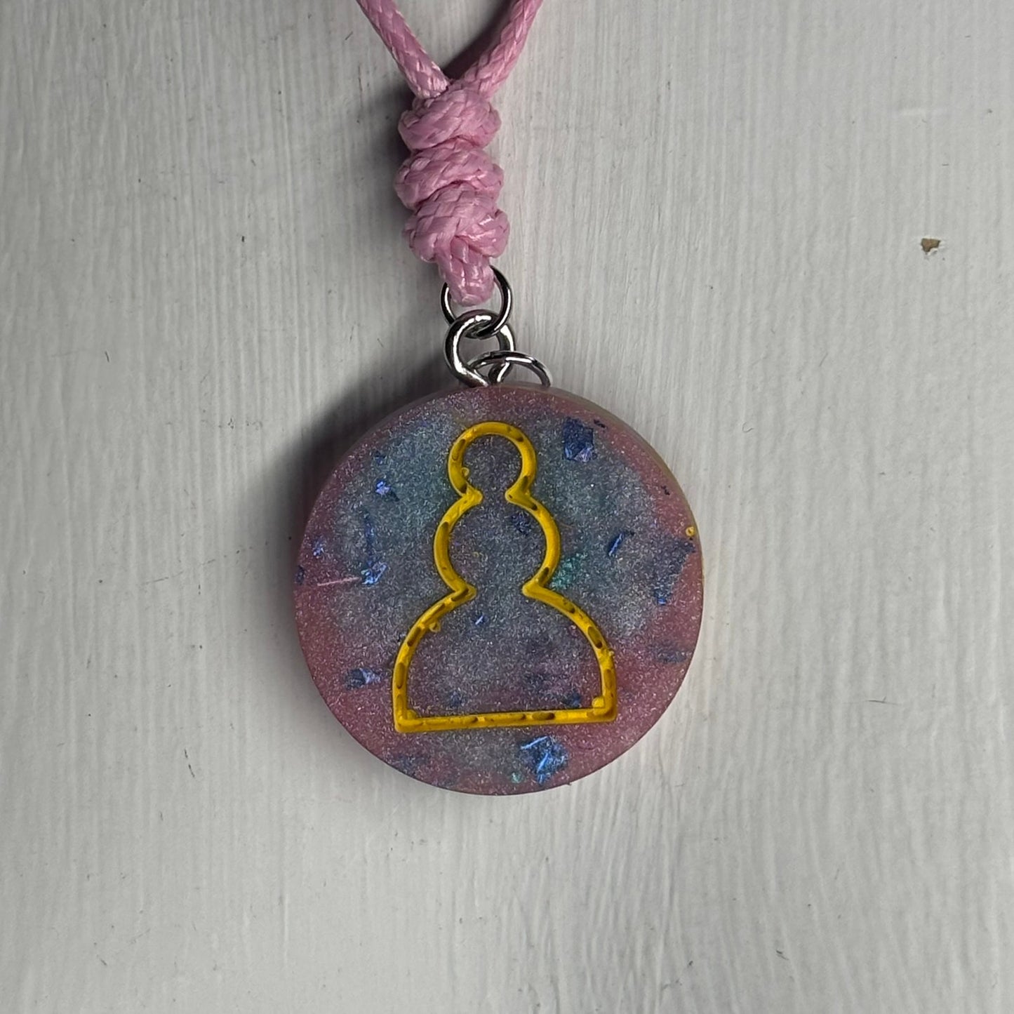 Pink Sploosh Pawn - Handmade Resin Chess Necklace